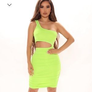 Ruched off the shoulder dress